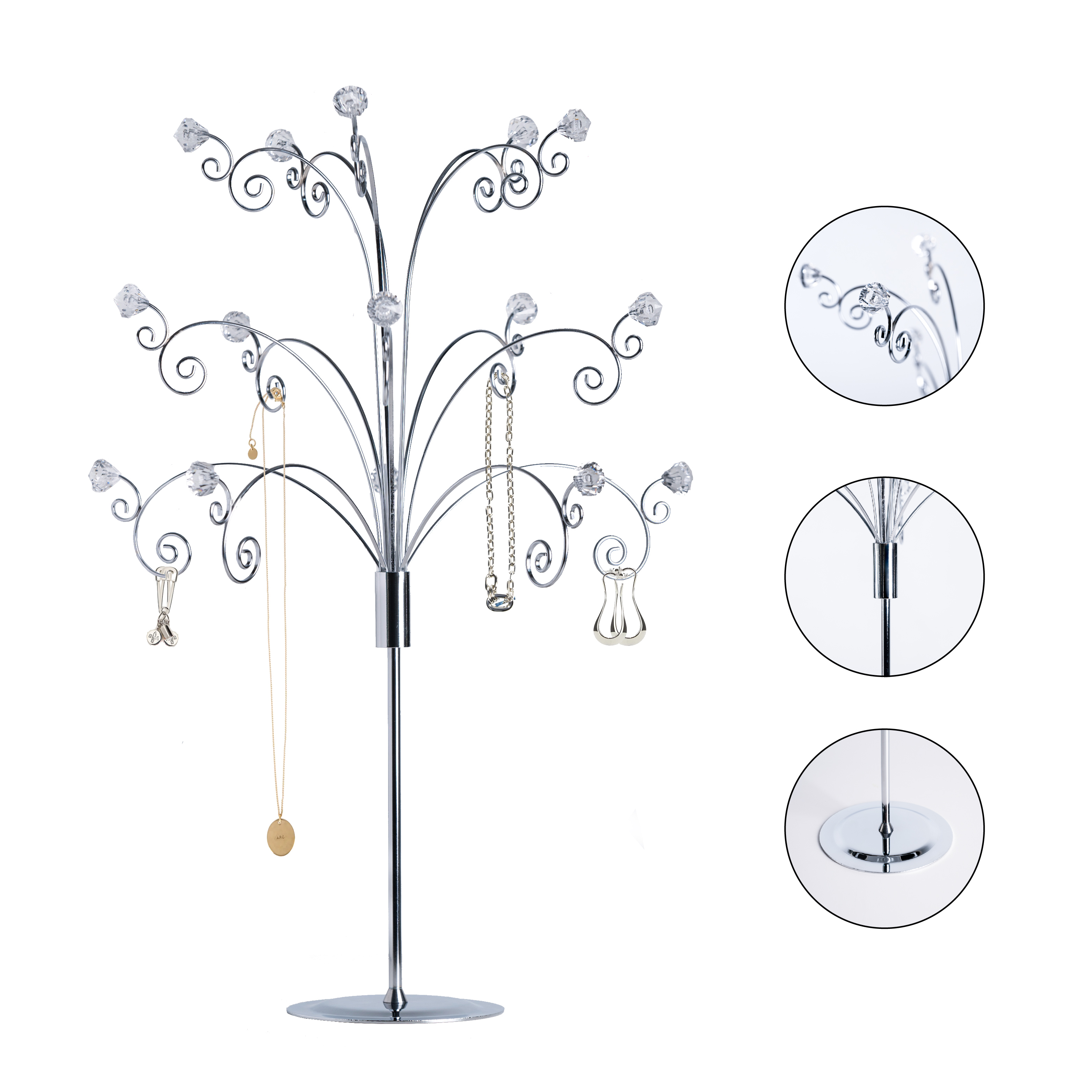 Jewellery Tree Stand Necklace Holder jewelry Silver 20inch